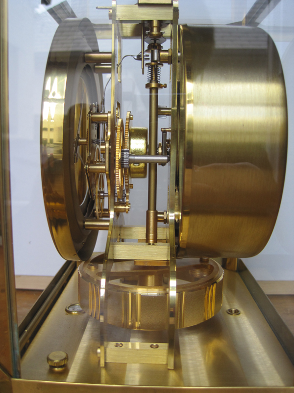 Atmos clock case, left-side view